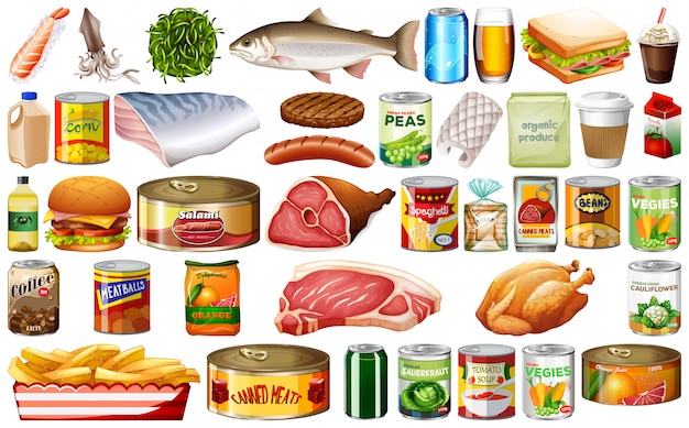 Free Vector set of food on white background