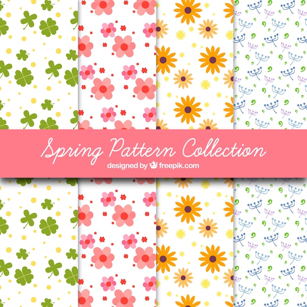 Set of four beautiful spring patterns