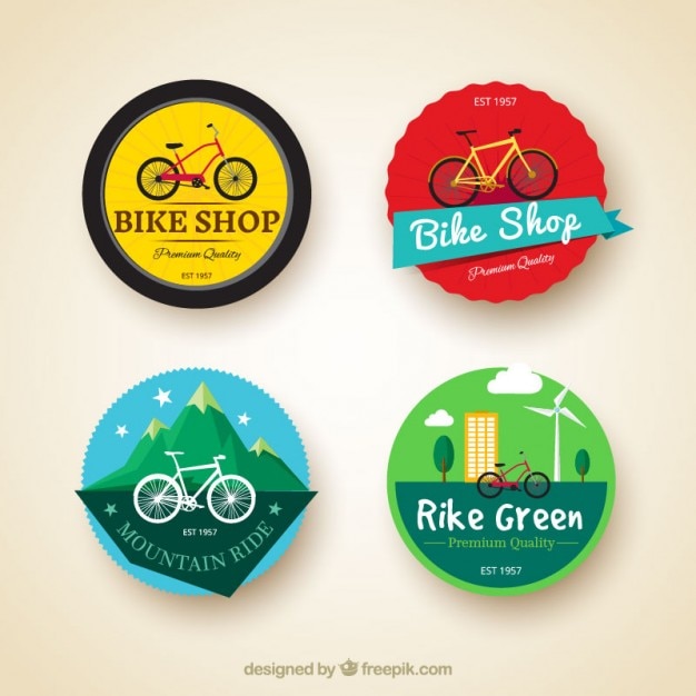 Free Vector set of four bicycles labels