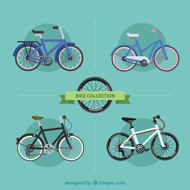 Set of four bikes in flat design