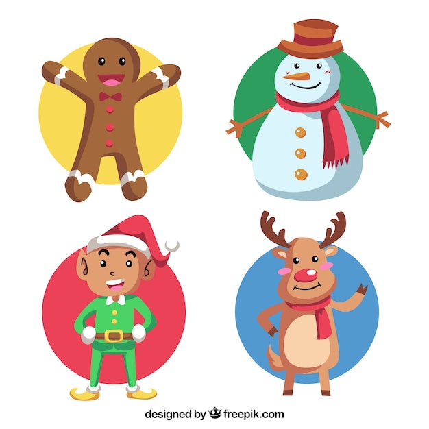 Set of four christmas characters