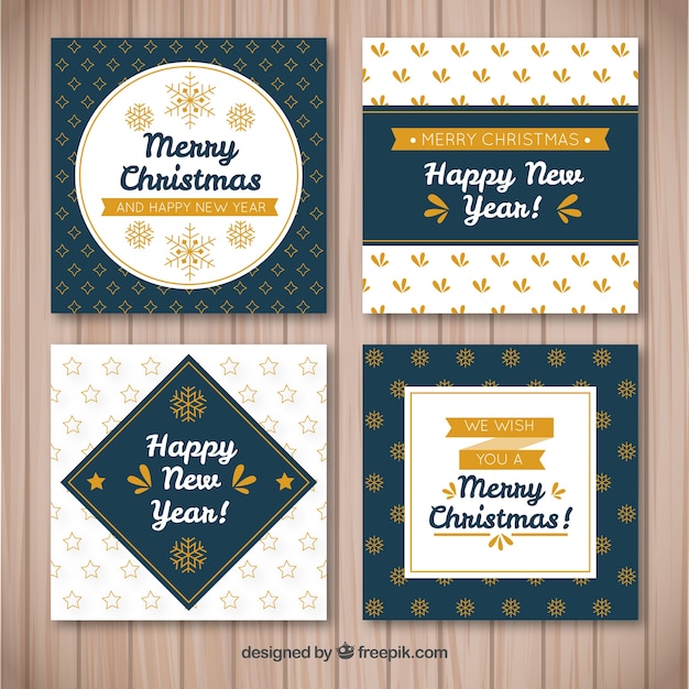 Set of four elegant retro christmas cards