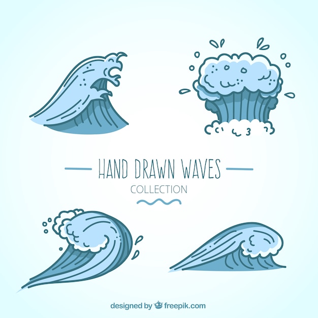 Free Vector set of four fantastic blue waves