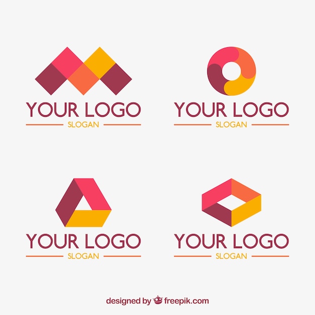 Set of four geometric logos