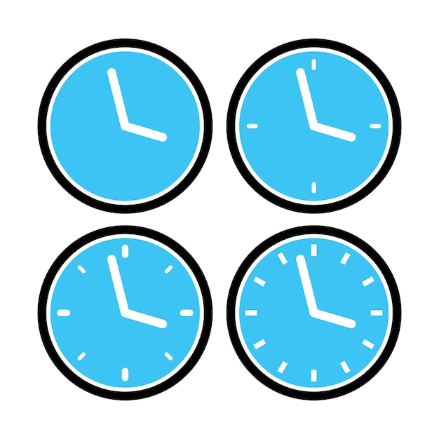 Free vector set of four glyph black and blue clocks