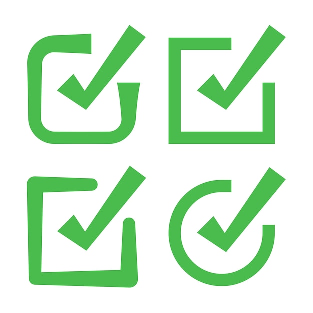 Set of Four Green Check Marks