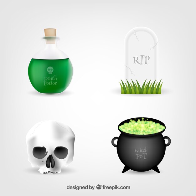 Set of four halloween elements