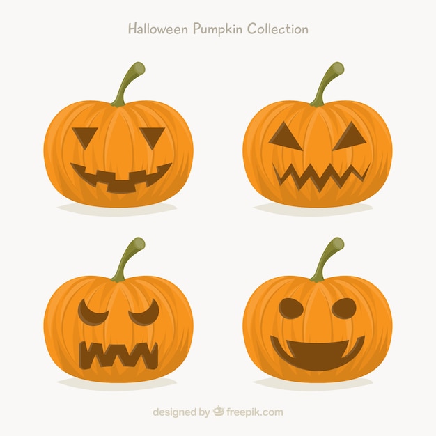 Free Vector set of four halloween pumpkins