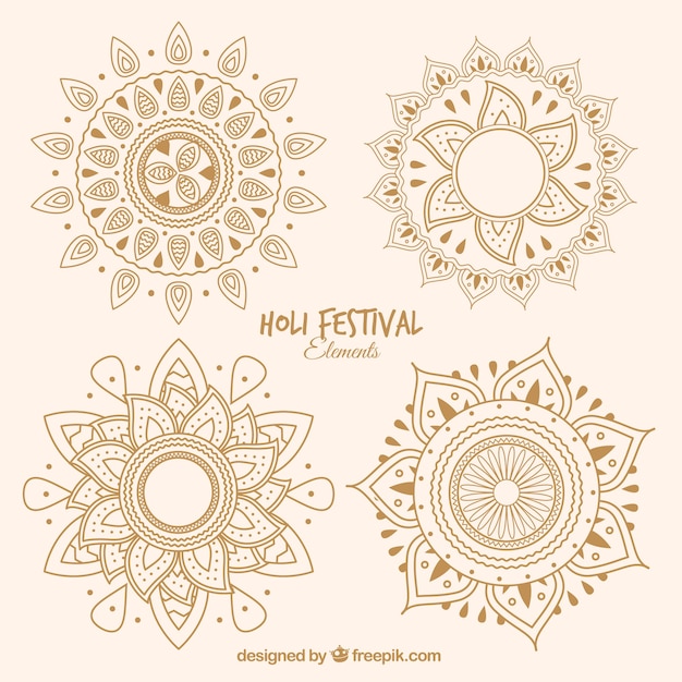 Free Vector set of four hand drawn mandalas