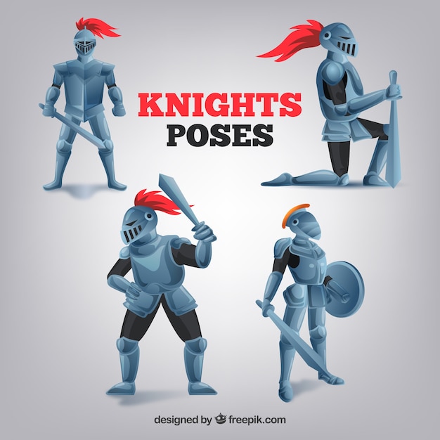 Set of four knight poses