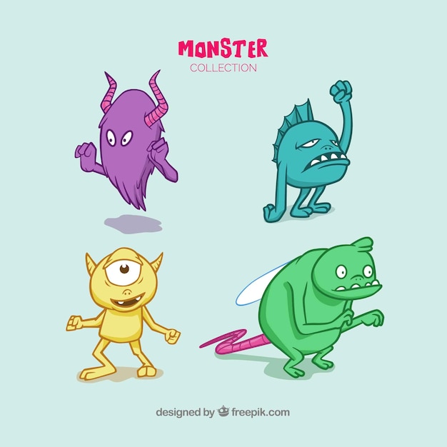 Free vector set of four monster characters