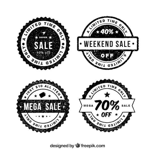 Free Vector set of four round sales stamps