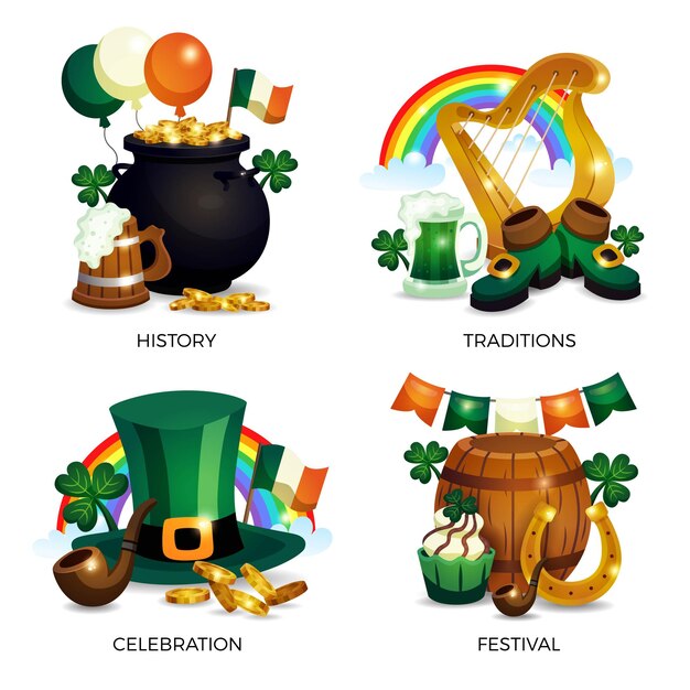 Set of four saint patricks day composition