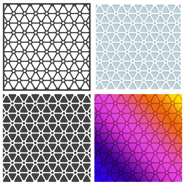  Set of four seamless patterns, Creative abstract artistic backgrounds or floral textures. 