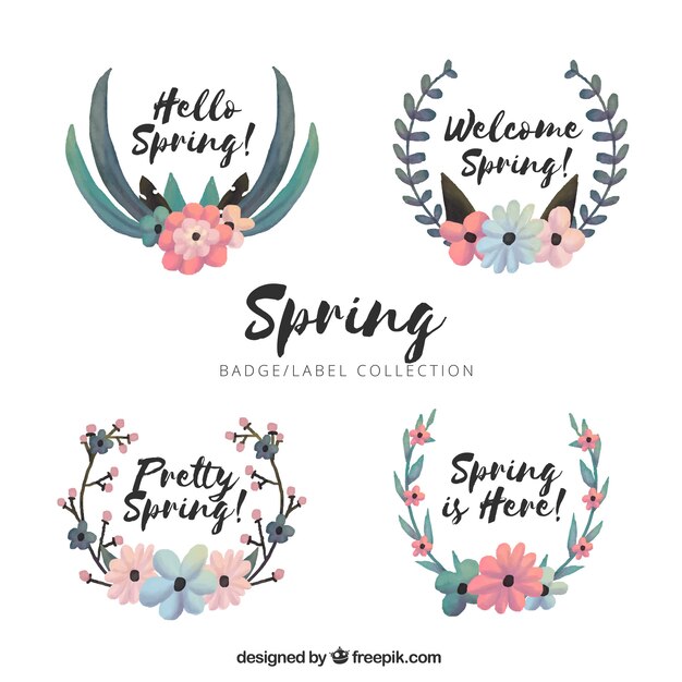 Set of four spring labels