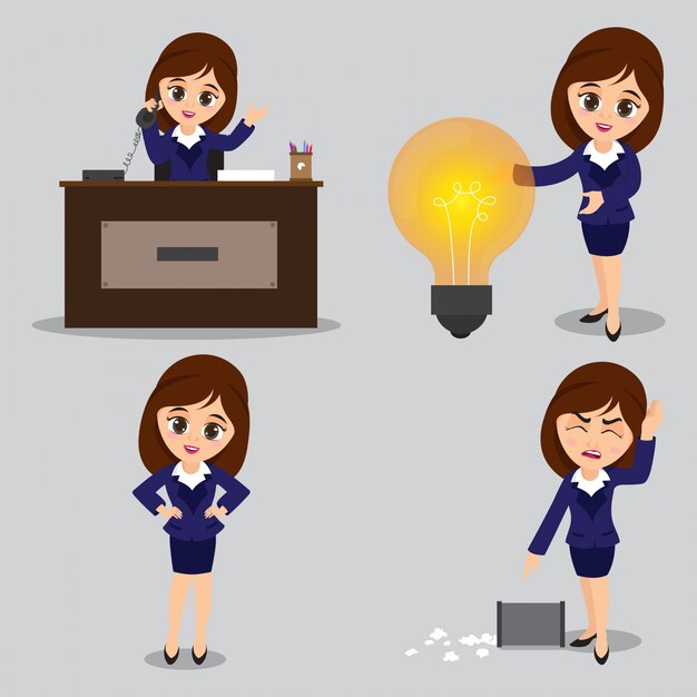  Set of four Young Business Women characters in different pose