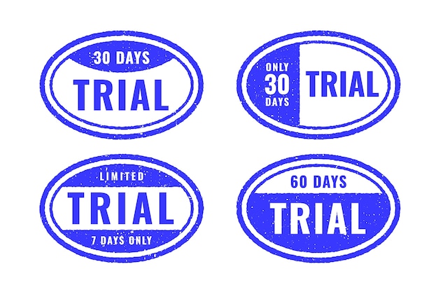 Set of free trial stamps