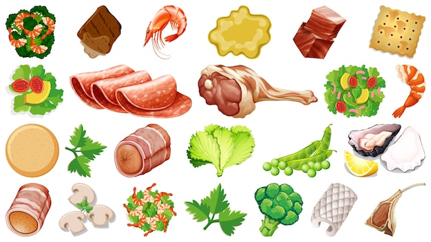 Free Vector set of fresh food ingredients