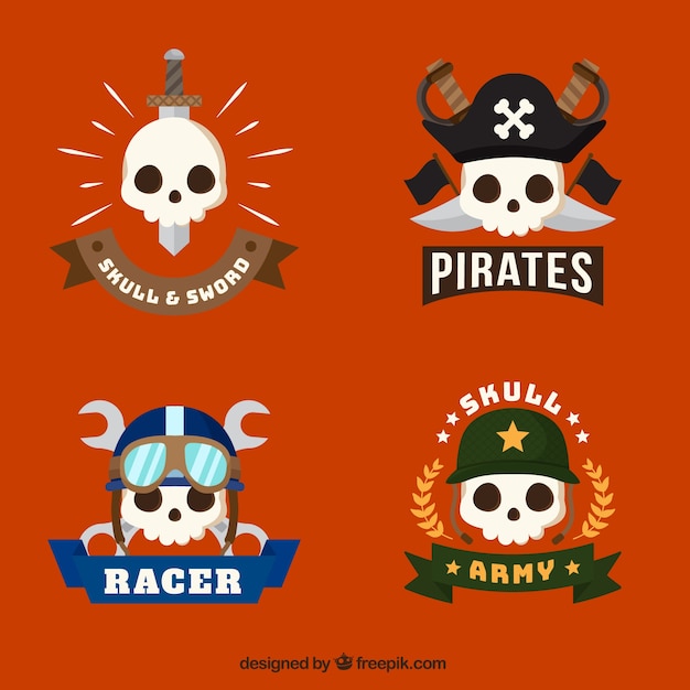 Set of friendly skull logos