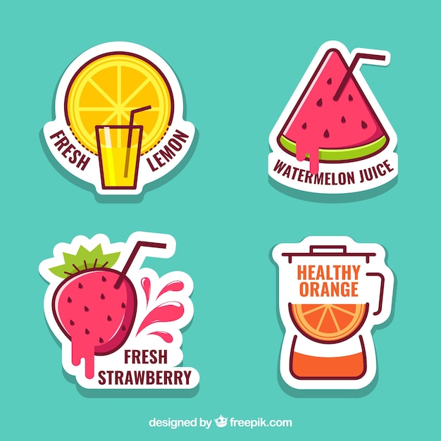 Set of fruit juice stickers