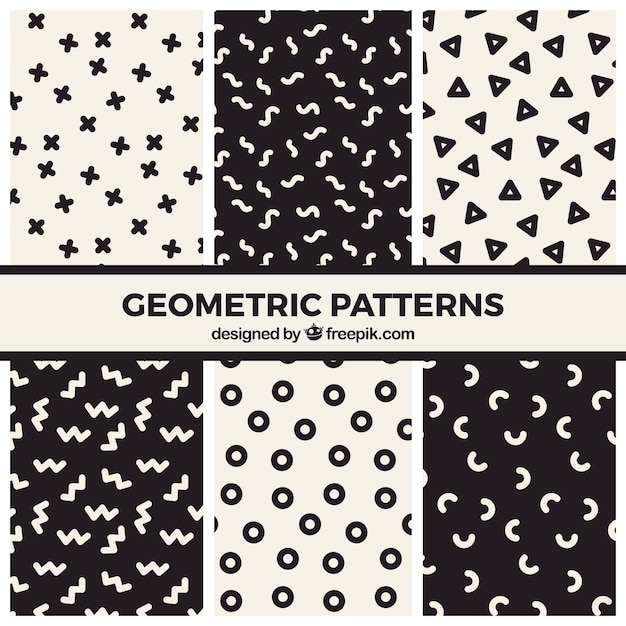 Free Vector set of fun black and white geometric patterns