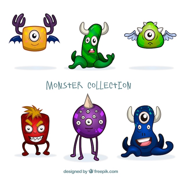 Free vector set of funny monsters in hand drawn style