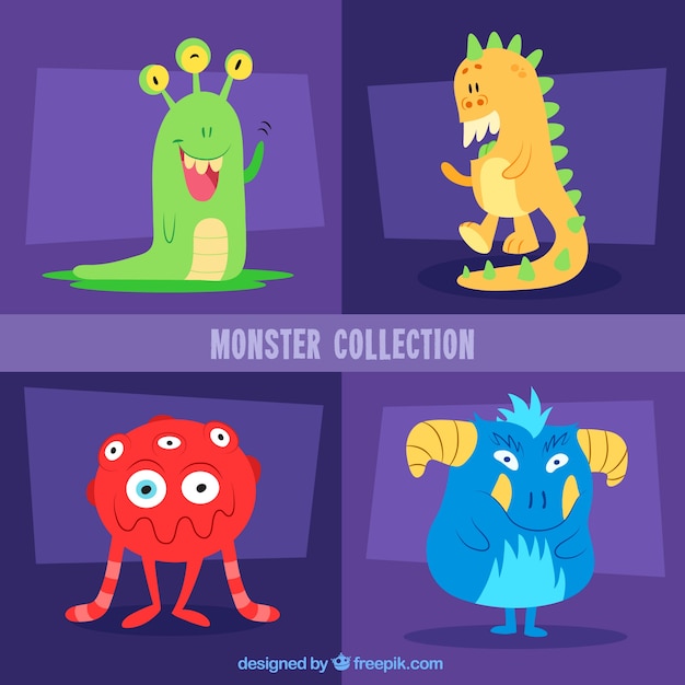 Free vector set of funny monsters in hand drawn style