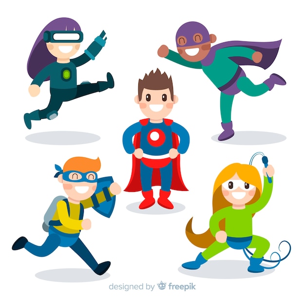 Free vector set of funny superheroes