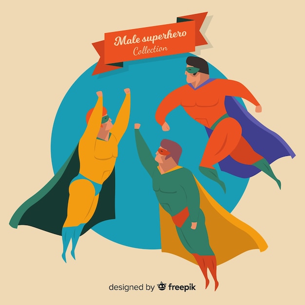 Set of funny superheroes