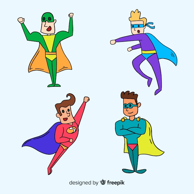 Free Vector set of funny superheroes