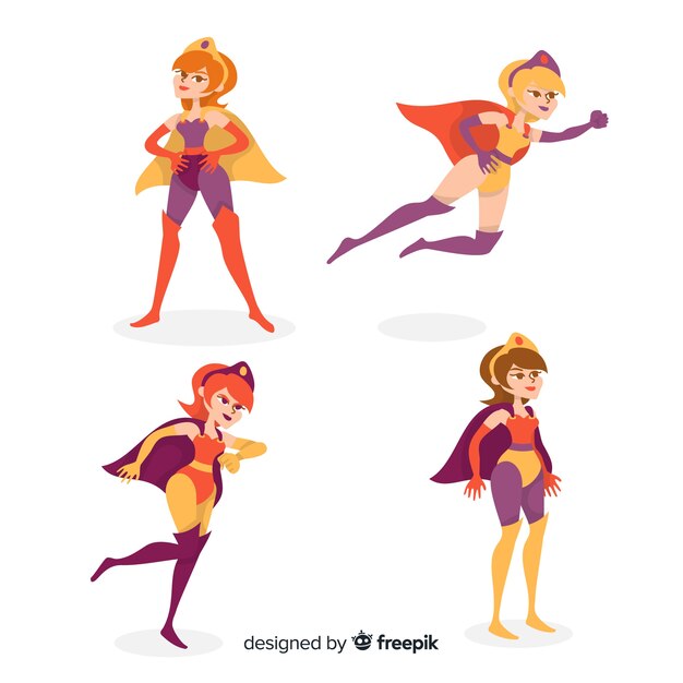 Set of funny superheroes