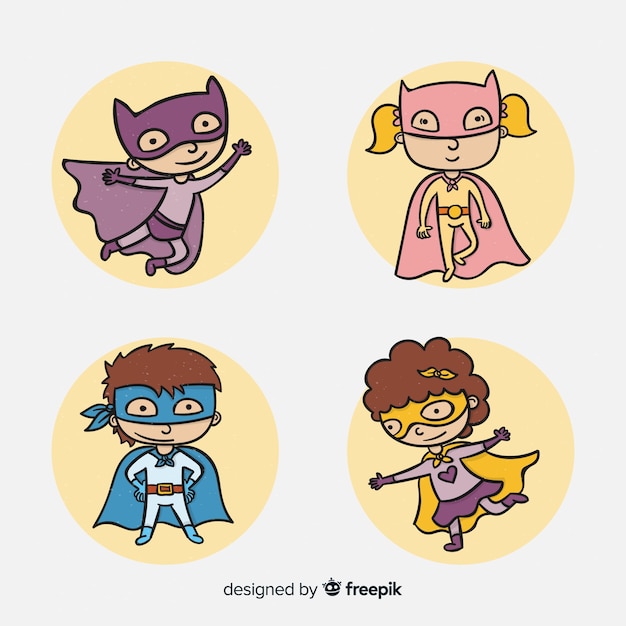 Free Vector set of funny superheroes