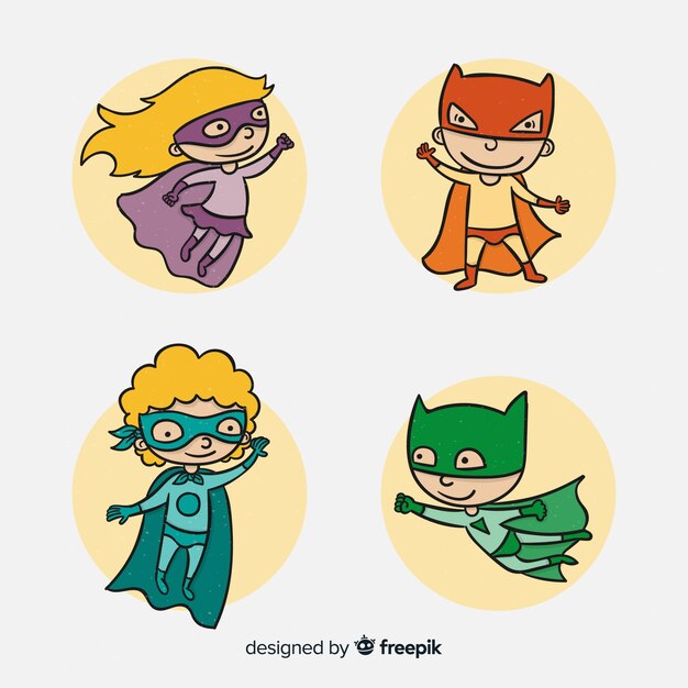 Set of funny superheroes