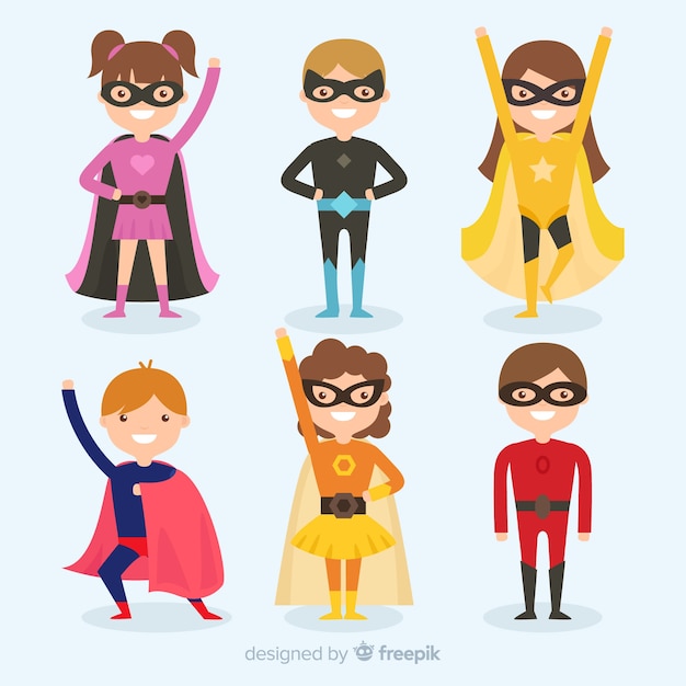 Free vector set of funny superheroes