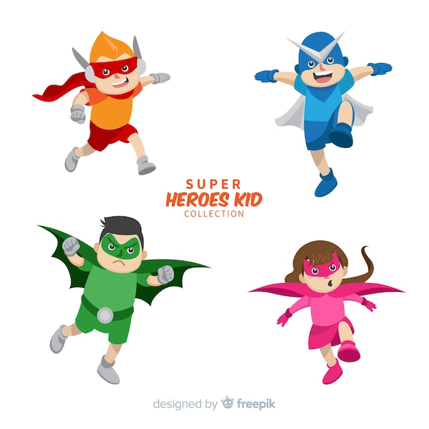 Free vector set of funny superheroes