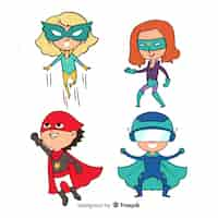 Free vector set of funny superheroes