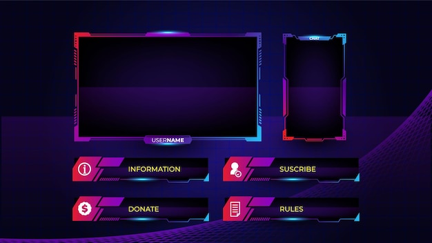 Free Vector set of gaming panels with abstract shapes template