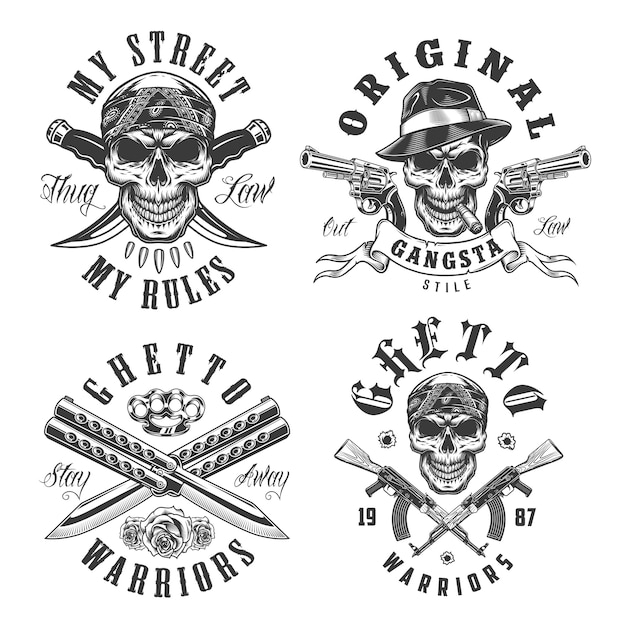 Free Vector set of gangster emblems