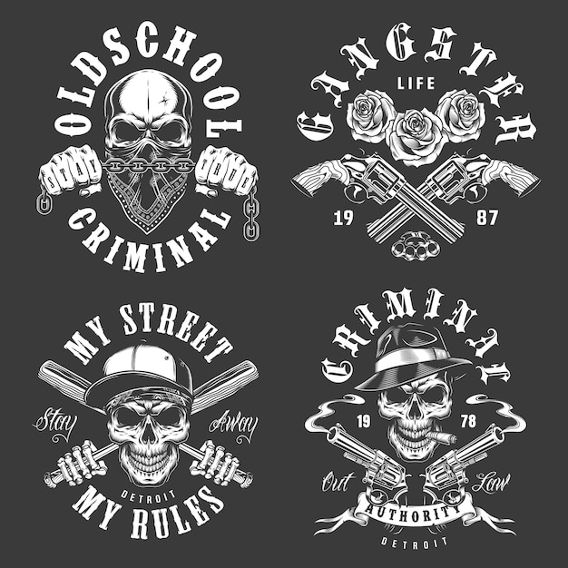 Free Vector set of gangster emblems