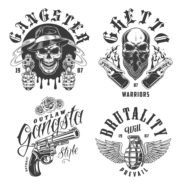 Free Vector set of gangster emblems