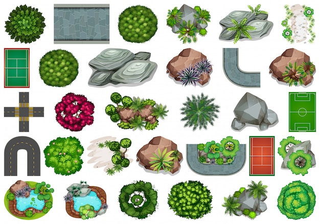 Set of garden elements