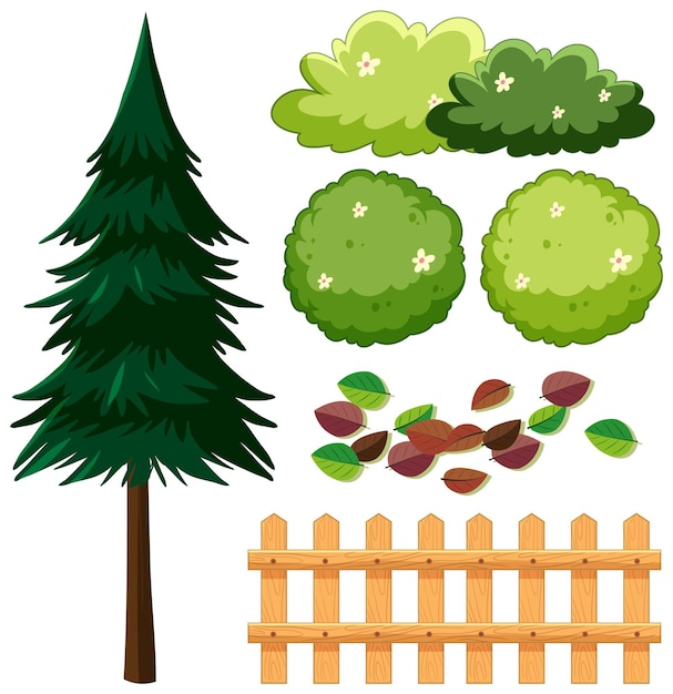 Free Vector set of garden plant element