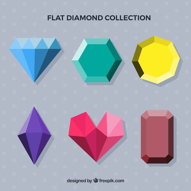 Set of gemstones in flat design