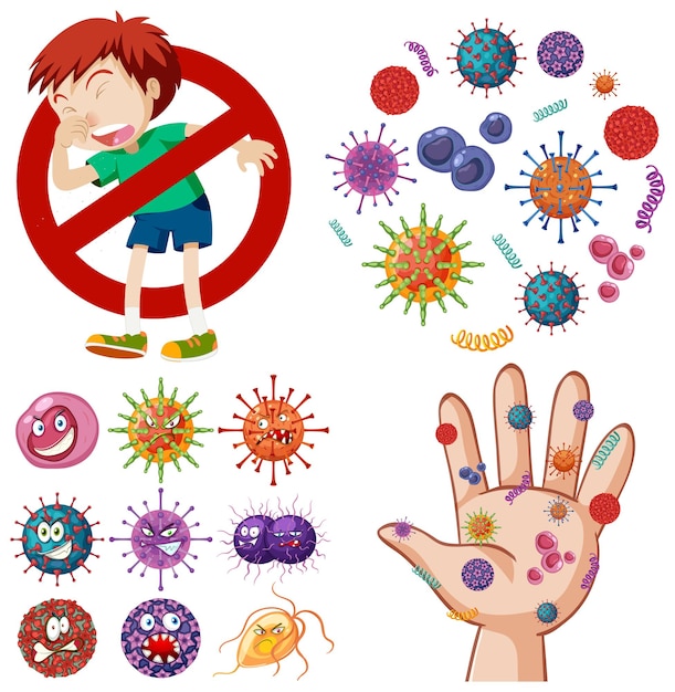 Free Vector set of germ and virus