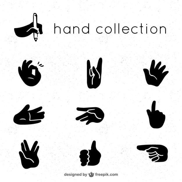 Free Vector set of gestures with hands in black color