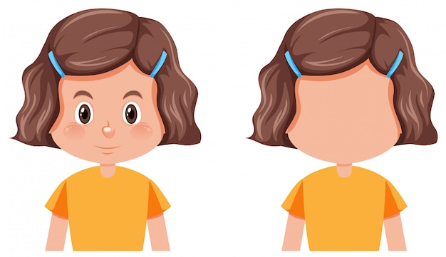 Free Vector set of girl different hairstyle