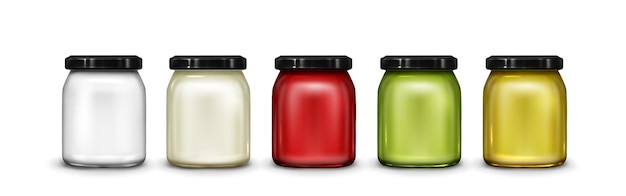 Free Vector set of glass jars with screw lids