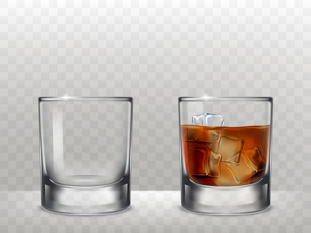 Free Vector set of glasses for alcohol in a realistic style