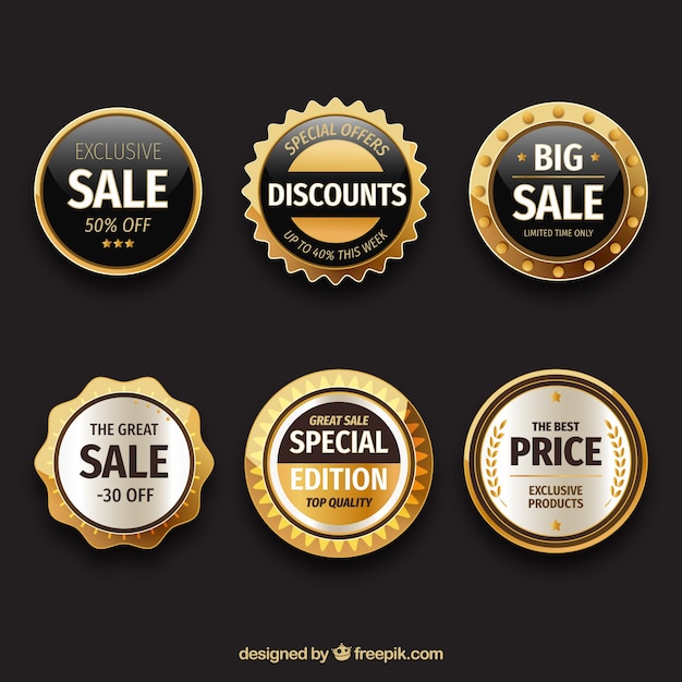 Set of gold sale stickers