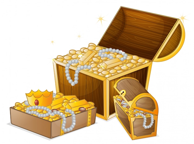 Free Vector set of gold treasure